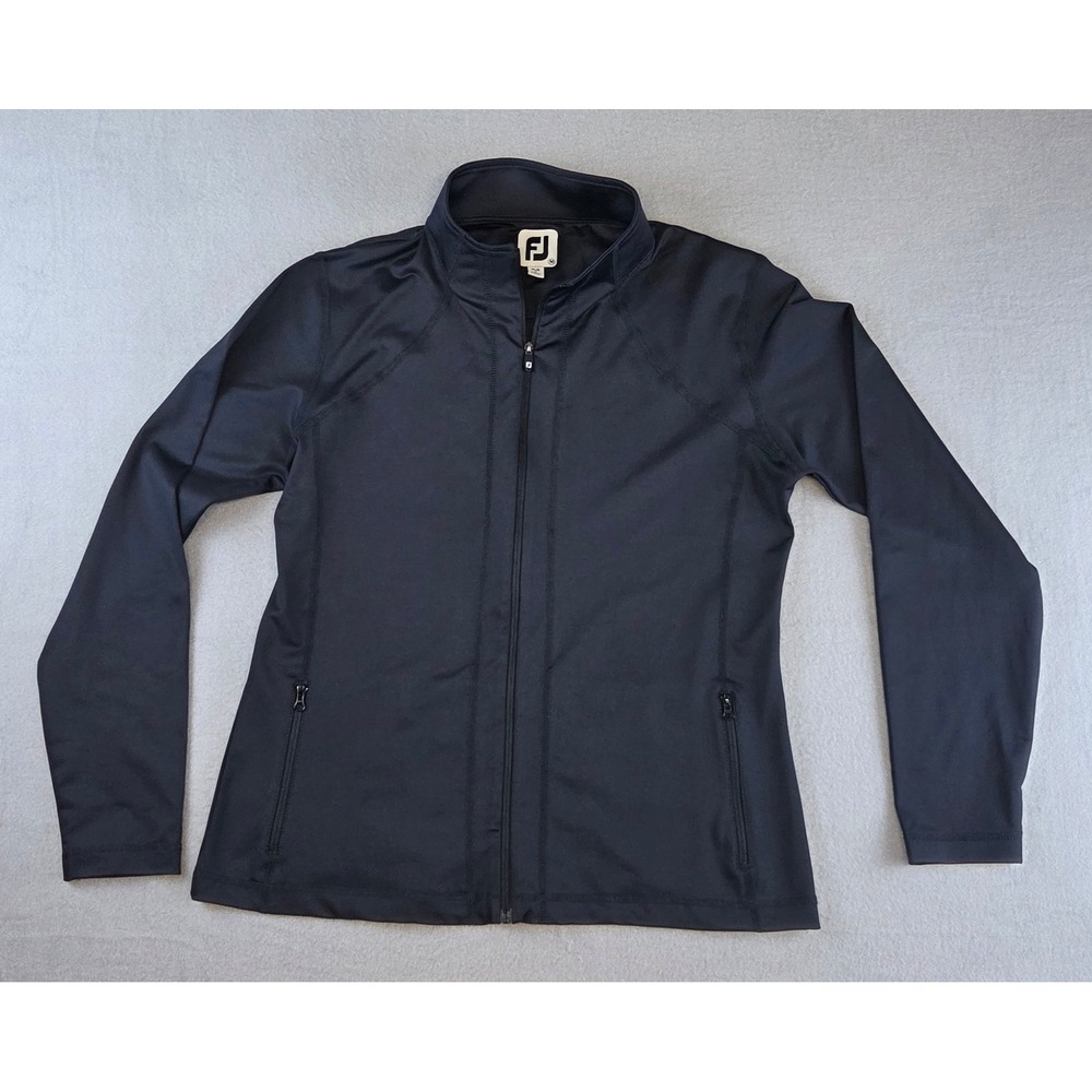 FootJoy Women's Full Zip Performance Jacket Mock Neck M Black Athletic Sporty